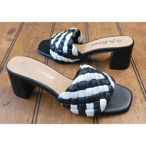 Women's Matisse Two-Toned Woven Black & White GiGi Heeled Sandals- Size 6